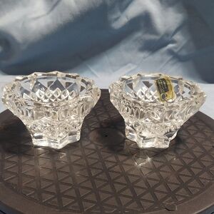 Set of 2 Vintage Lausitzer Glas 24% Lead Crystal Votive/Taper Candle Holders